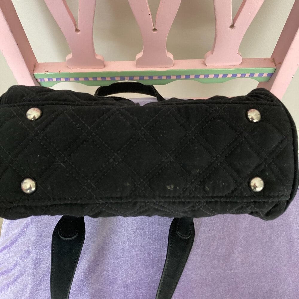 Vintage Vera Bradley Small Black Quilted Microfiber Satchel/Tote - Picture 7 of 7
